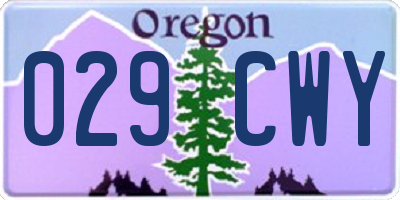 OR license plate 029CWY