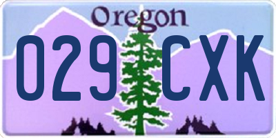 OR license plate 029CXK