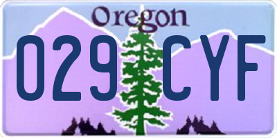 OR license plate 029CYF