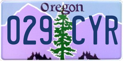 OR license plate 029CYR