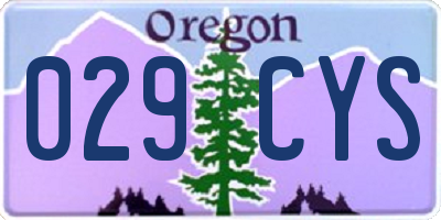 OR license plate 029CYS
