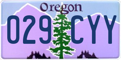 OR license plate 029CYY