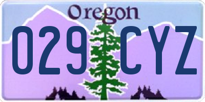 OR license plate 029CYZ