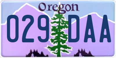 OR license plate 029DAA