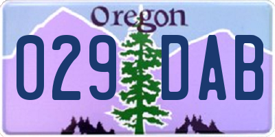 OR license plate 029DAB