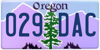 OR license plate 029DAC