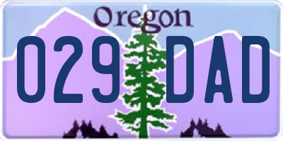 OR license plate 029DAD
