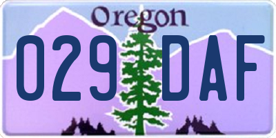 OR license plate 029DAF
