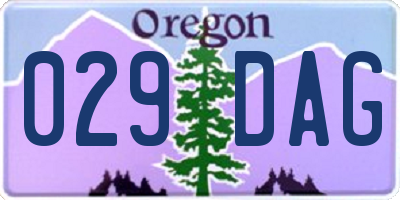 OR license plate 029DAG
