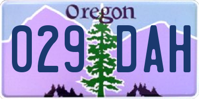 OR license plate 029DAH