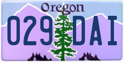 OR license plate 029DAI