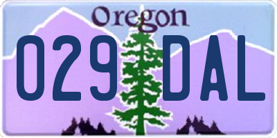 OR license plate 029DAL
