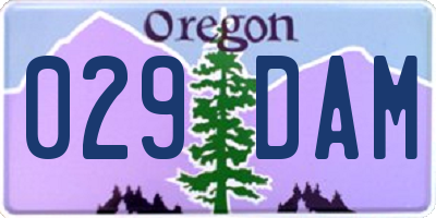 OR license plate 029DAM