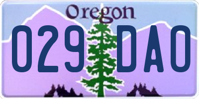 OR license plate 029DAO