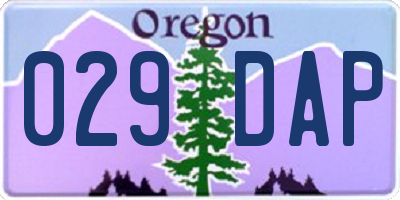 OR license plate 029DAP