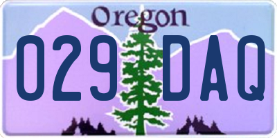 OR license plate 029DAQ