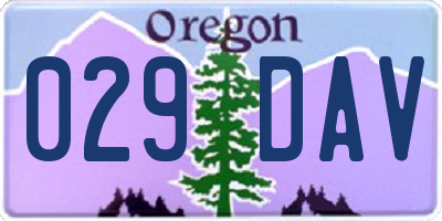 OR license plate 029DAV