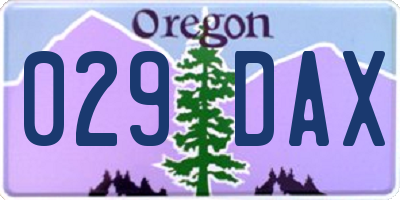 OR license plate 029DAX