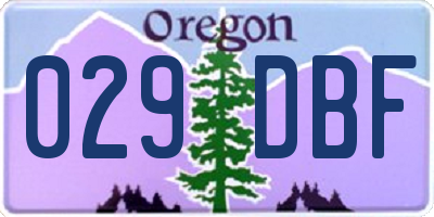 OR license plate 029DBF