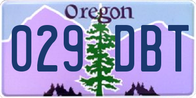 OR license plate 029DBT