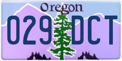 OR license plate 029DCT