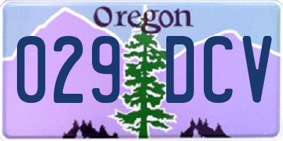 OR license plate 029DCV