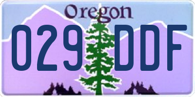 OR license plate 029DDF