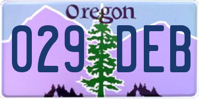 OR license plate 029DEB
