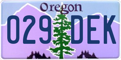 OR license plate 029DEK