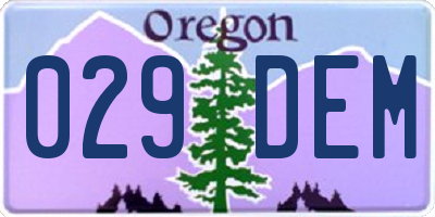 OR license plate 029DEM