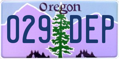 OR license plate 029DEP