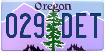 OR license plate 029DET