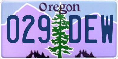 OR license plate 029DEW