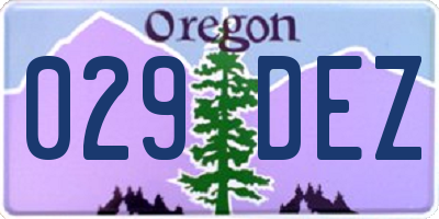OR license plate 029DEZ
