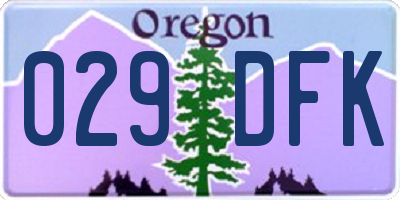 OR license plate 029DFK