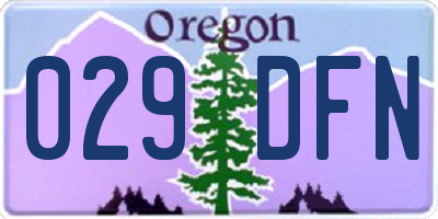 OR license plate 029DFN