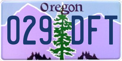 OR license plate 029DFT