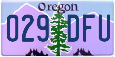 OR license plate 029DFU