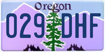 OR license plate 029DHF