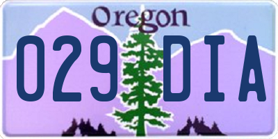 OR license plate 029DIA