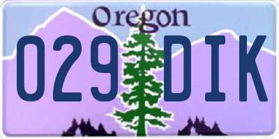 OR license plate 029DIK