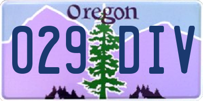 OR license plate 029DIV