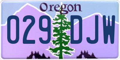 OR license plate 029DJW