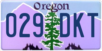 OR license plate 029DKT