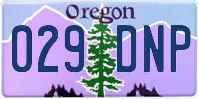 OR license plate 029DNP
