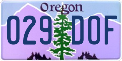 OR license plate 029DOF