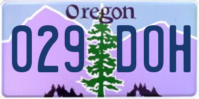 OR license plate 029DOH