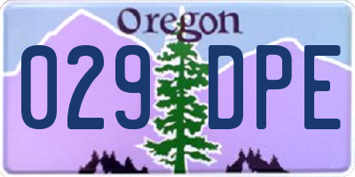 OR license plate 029DPE