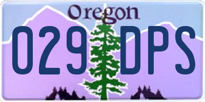 OR license plate 029DPS