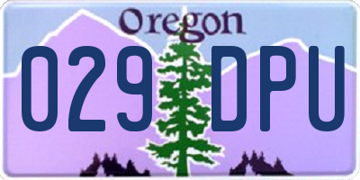 OR license plate 029DPU